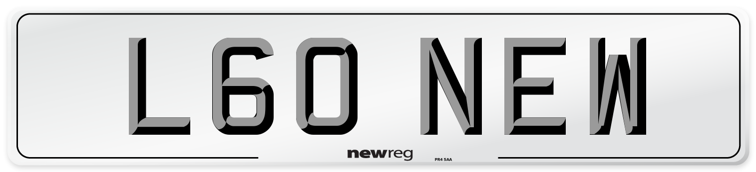 L60 NEW Number Plate from New Reg